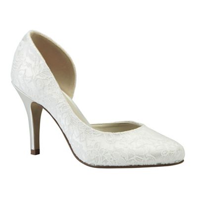 Pink by Paradox London Ivory satin & lace 'Cathy' high heel shoe